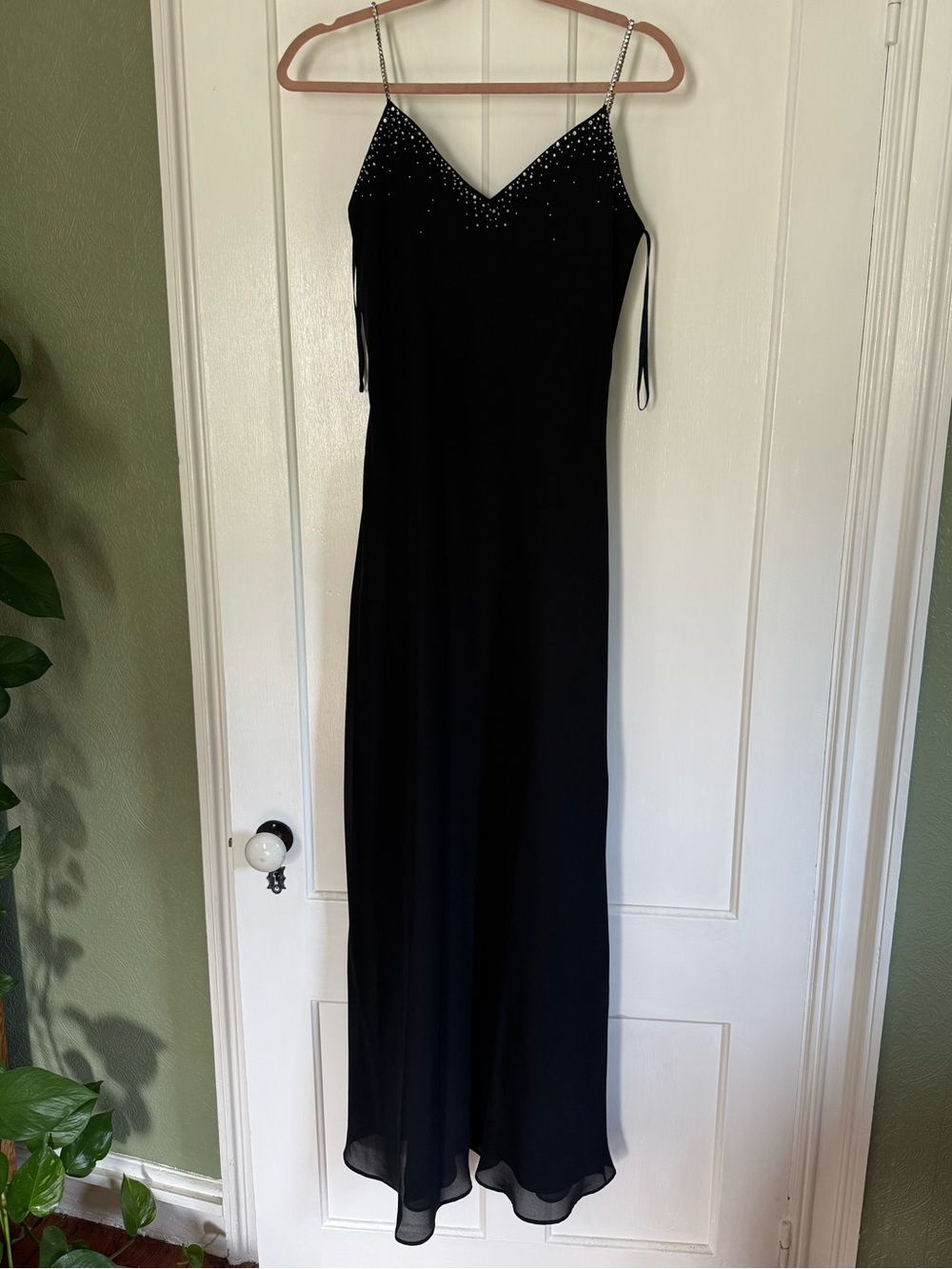 Dave & Johnny Black Beaded Spaghetti Strap Maxi Dress